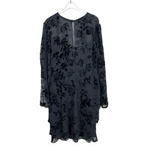 Vintage Kay Unger Velvet Floral Mesh Ruffled Dress Cocktail Elegant Size 14